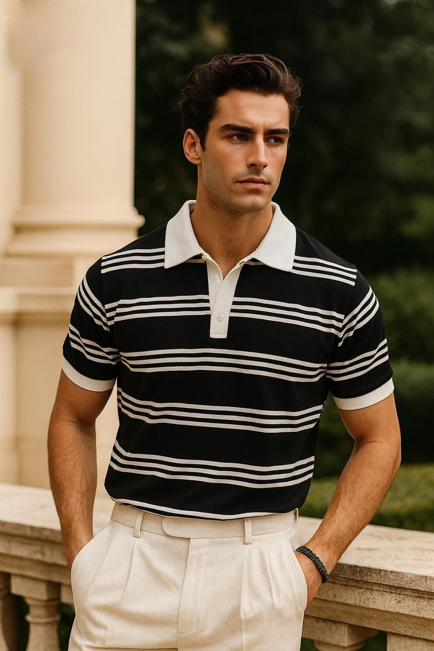 Men Stripe Polo P-015