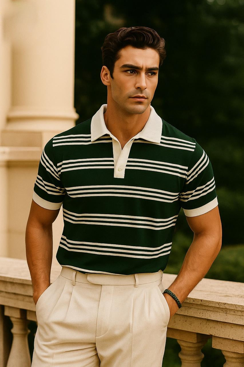 Men Stripe Polo P-016