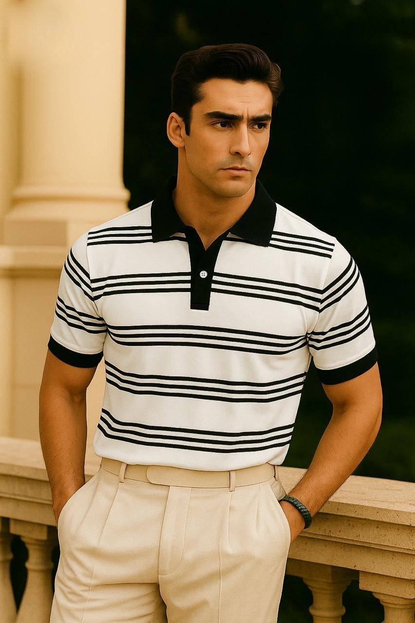 Men Stripe Polo P-017