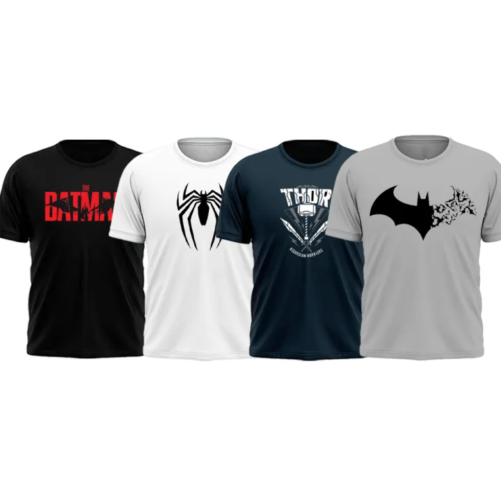 Pack Of 4 Printed Superhero Round Neck Half Sleeve T-shirt