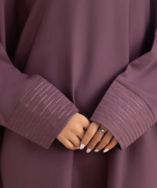 Purple Embroidered Kaftan Abaya Set
