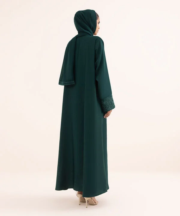 Green Button Through Abaya Set