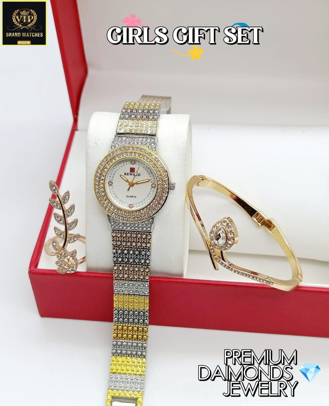 Pack Of 3 Set For Women GGS2 ( Watch + Bracelet + Ring )