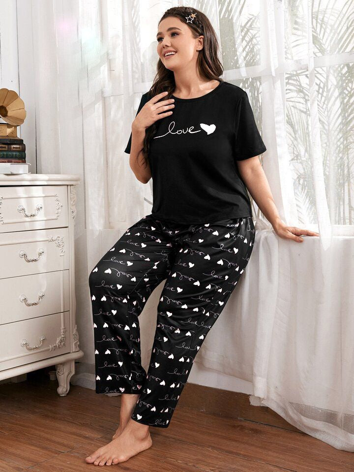 Black Heart Nighty Suit For Women