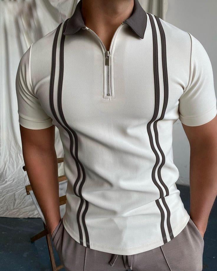 Men Double Stripe Polo P-011