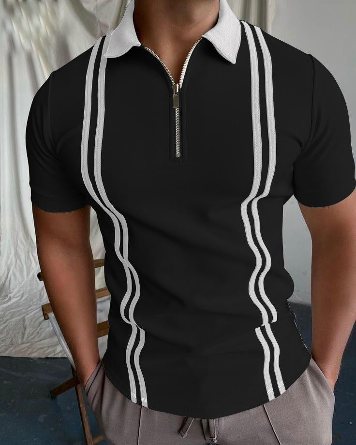 Men Double Stripe Polo P-012