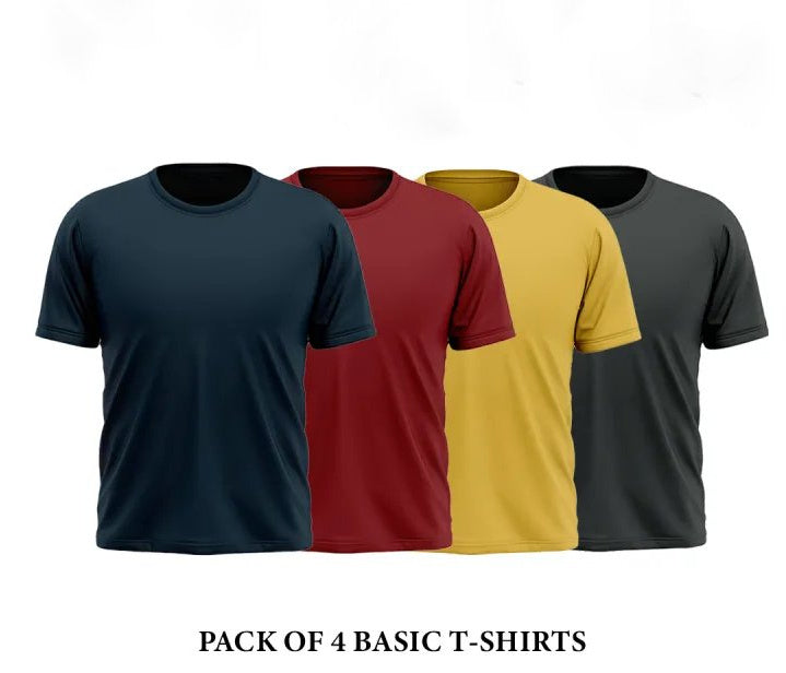 Pack Of 4 Multicolor Round Neck Half Sleeve T-shirt