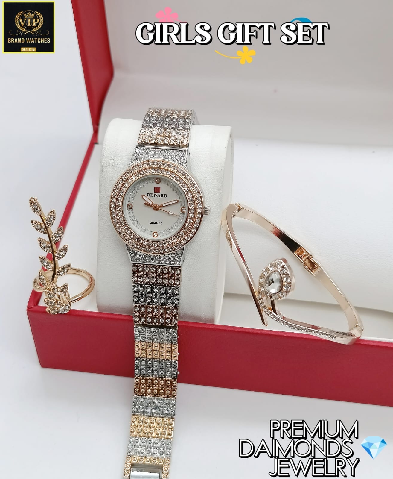 Pack Of 3 Set For Women GGS4 ( Watch + Bracelet + Ring )