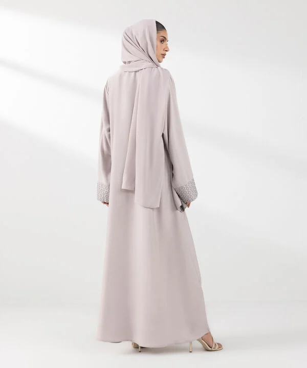 Beige Embroidered Abaya Set