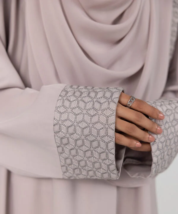 Beige Embroidered Abaya Set