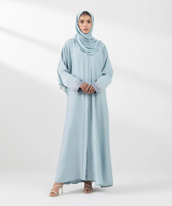Sky Blue Hand Embellished Abaya Set