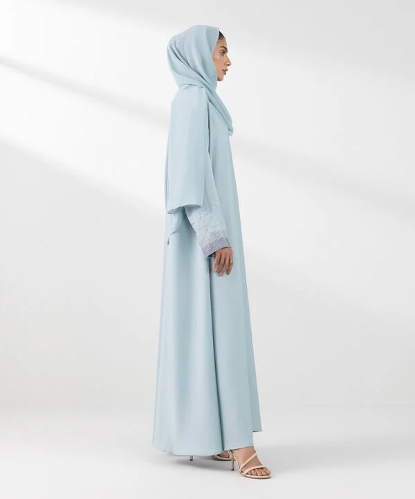 Sky Blue Hand Embellished Abaya Set