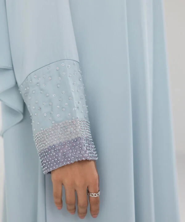 Sky Blue Hand Embellished Abaya Set