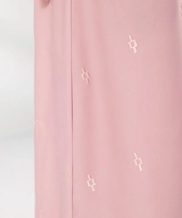 Pink Embroidered Button Through Abaya Set