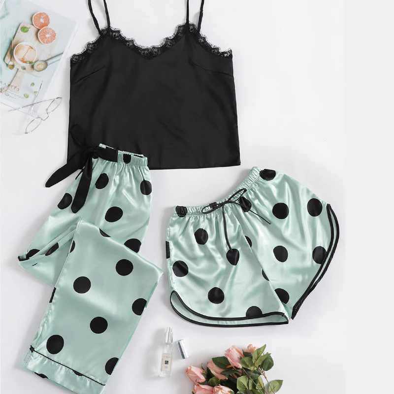 Three Piece Short, Trouser & Camisole Nighty