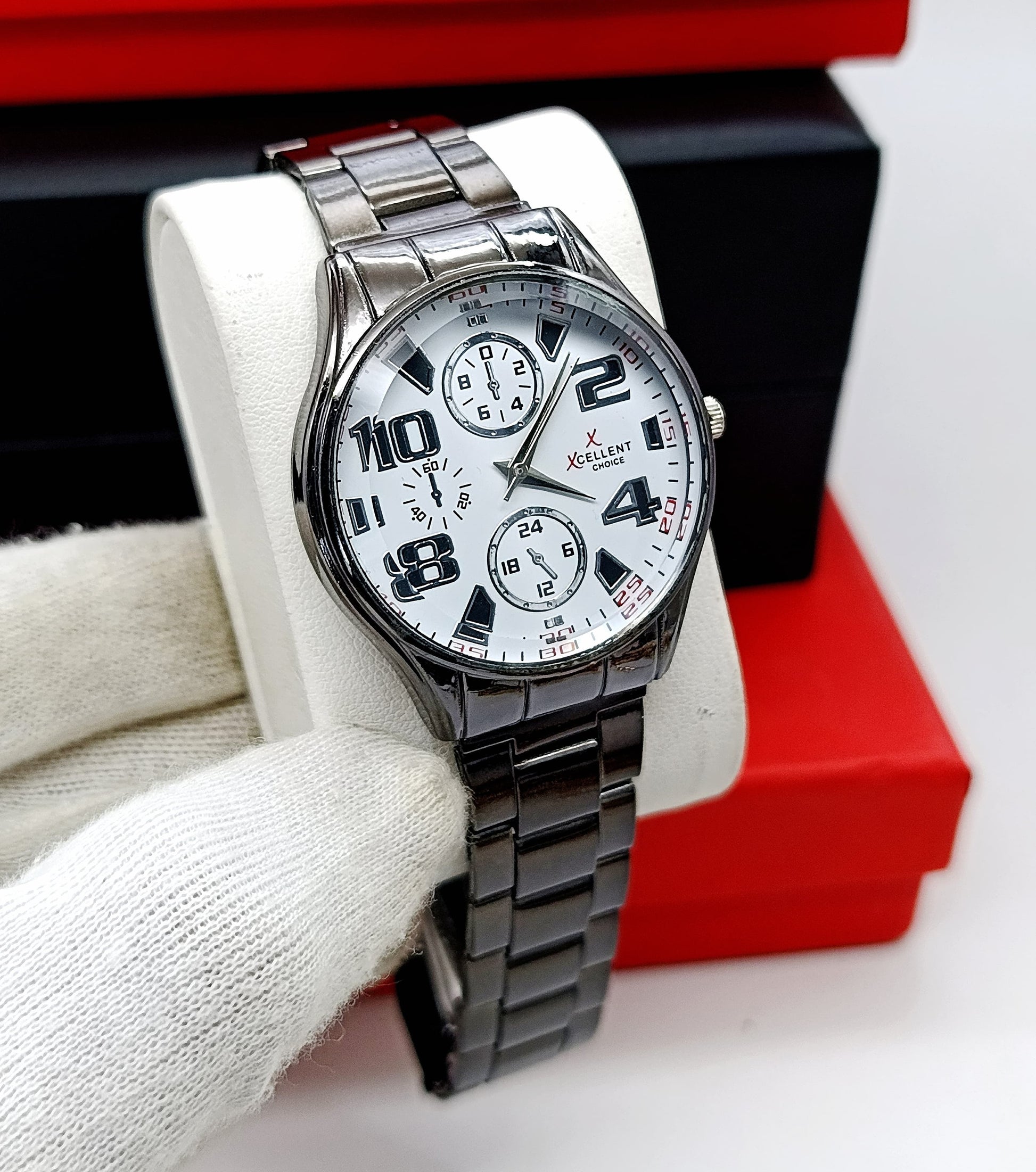 Premium Men White Xcellent Chain Watch