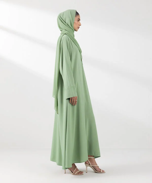 Green Embroidered Arabic Lawn Abaya