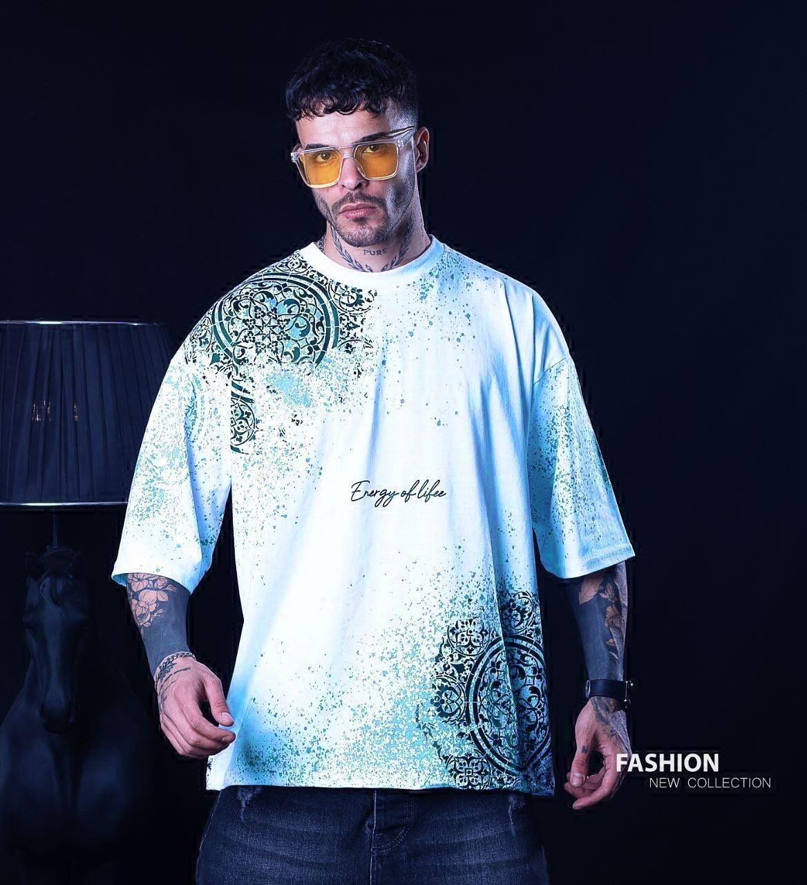 Branded White Printed Drop Shoulder T-shirt