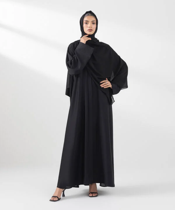 Embroidered Abaya Set Black