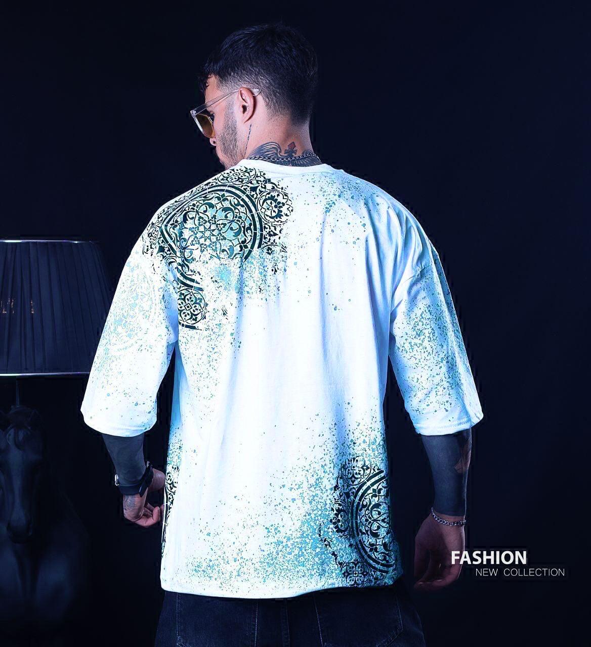 Branded White Printed Drop Shoulder T-shirt