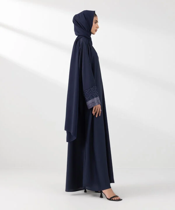 Hand Embellished Abaya Set Blue