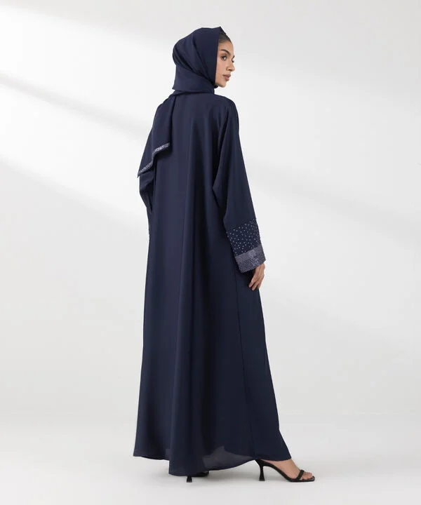 Hand Embellished Abaya Set Blue