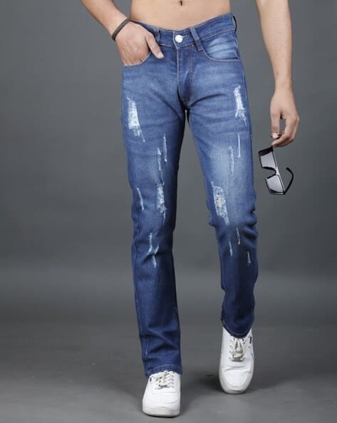 Men Blue Damage Jeans