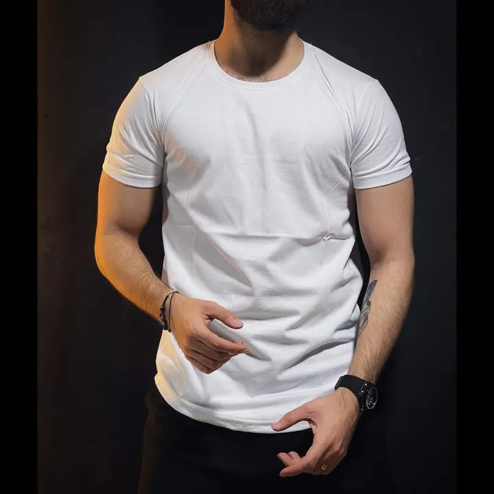 White Round Neck Half Sleeve T-shirt