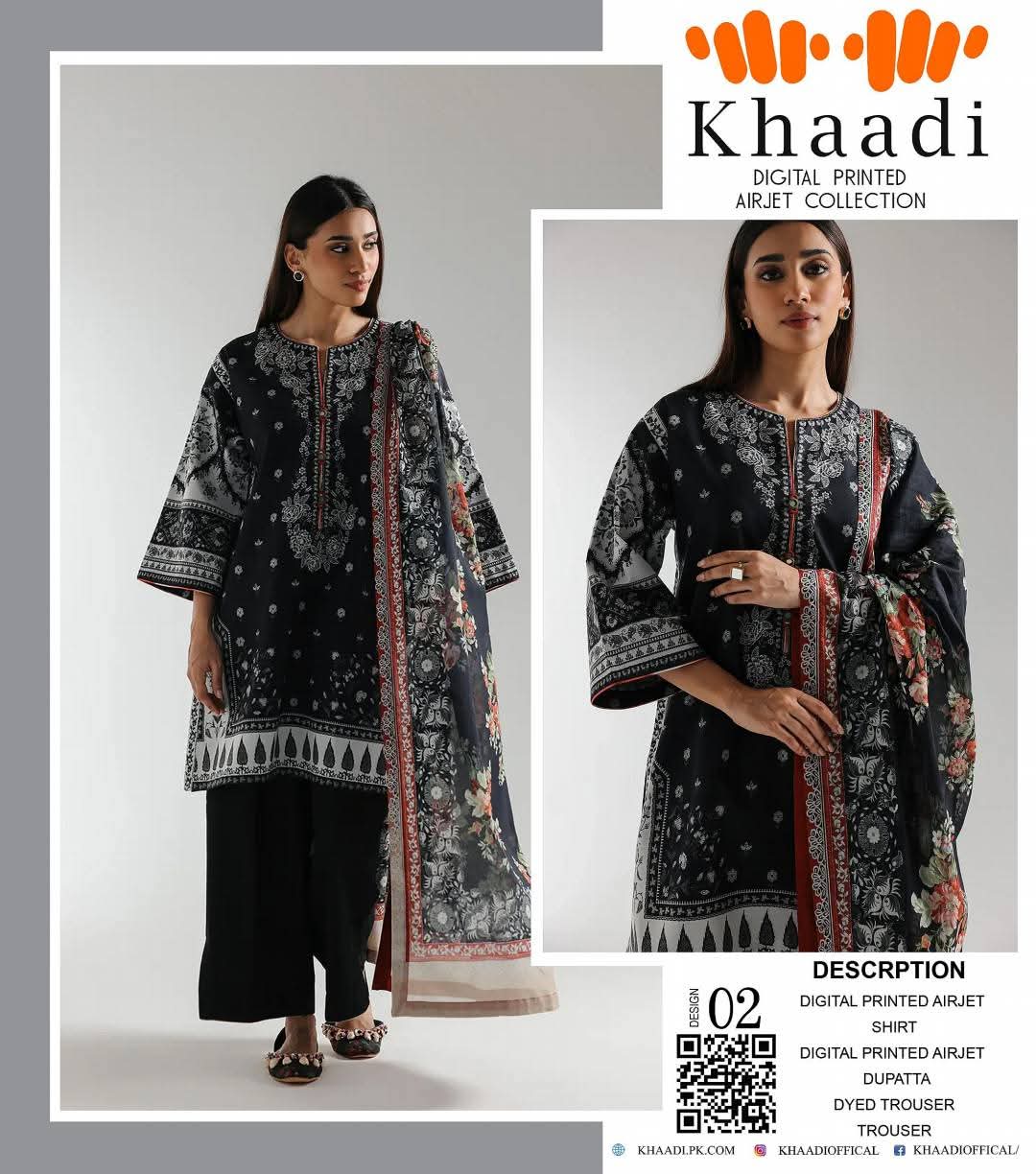 KHAADI Unstitched 3 Piece Suit For Women KHA-01