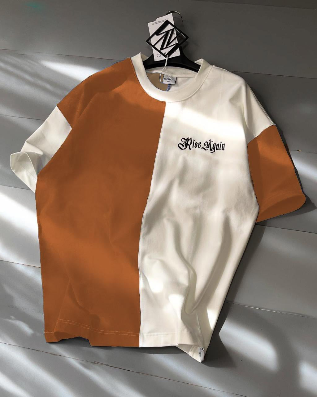 Branded Brown & White Print Drop Shoulder T-shirt