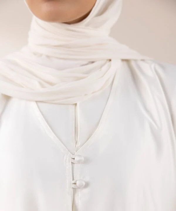 White Double Layered Abaya Set