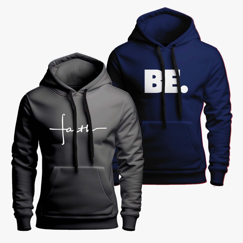 Pack of 2 Be Faith Printed Hoodie For Men