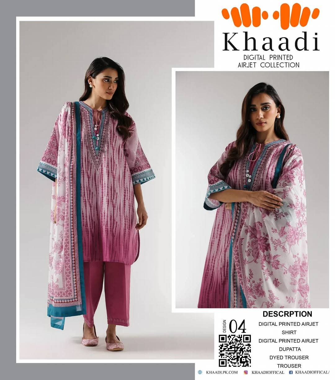 KHAADI Unstitched 3 Piece Suit For Women KHA-04