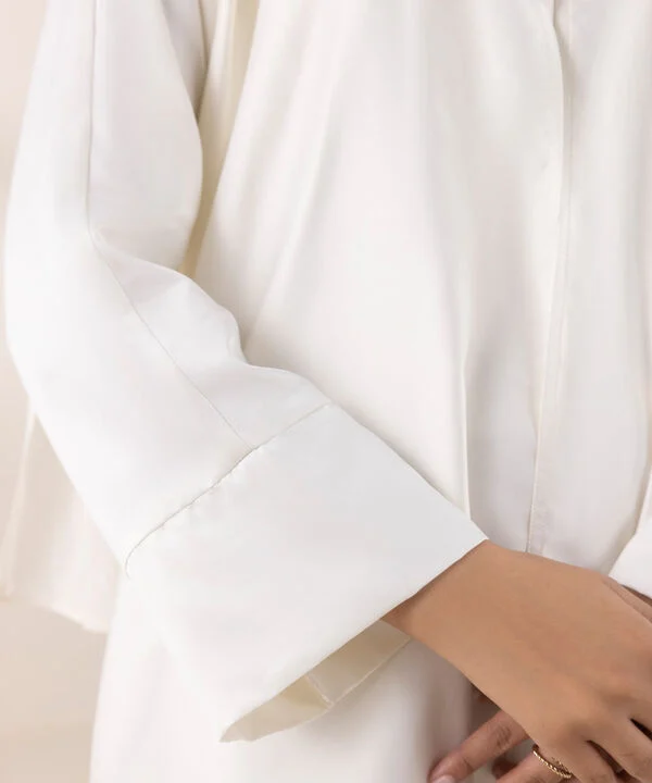 White Double Layered Abaya Set