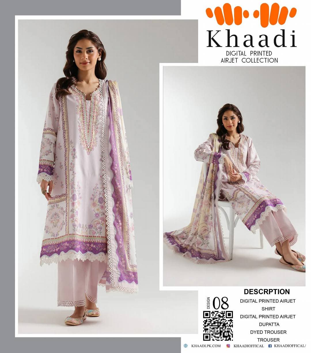 KHAADI Unstitched 3 Piece Suit For Women KHA-06