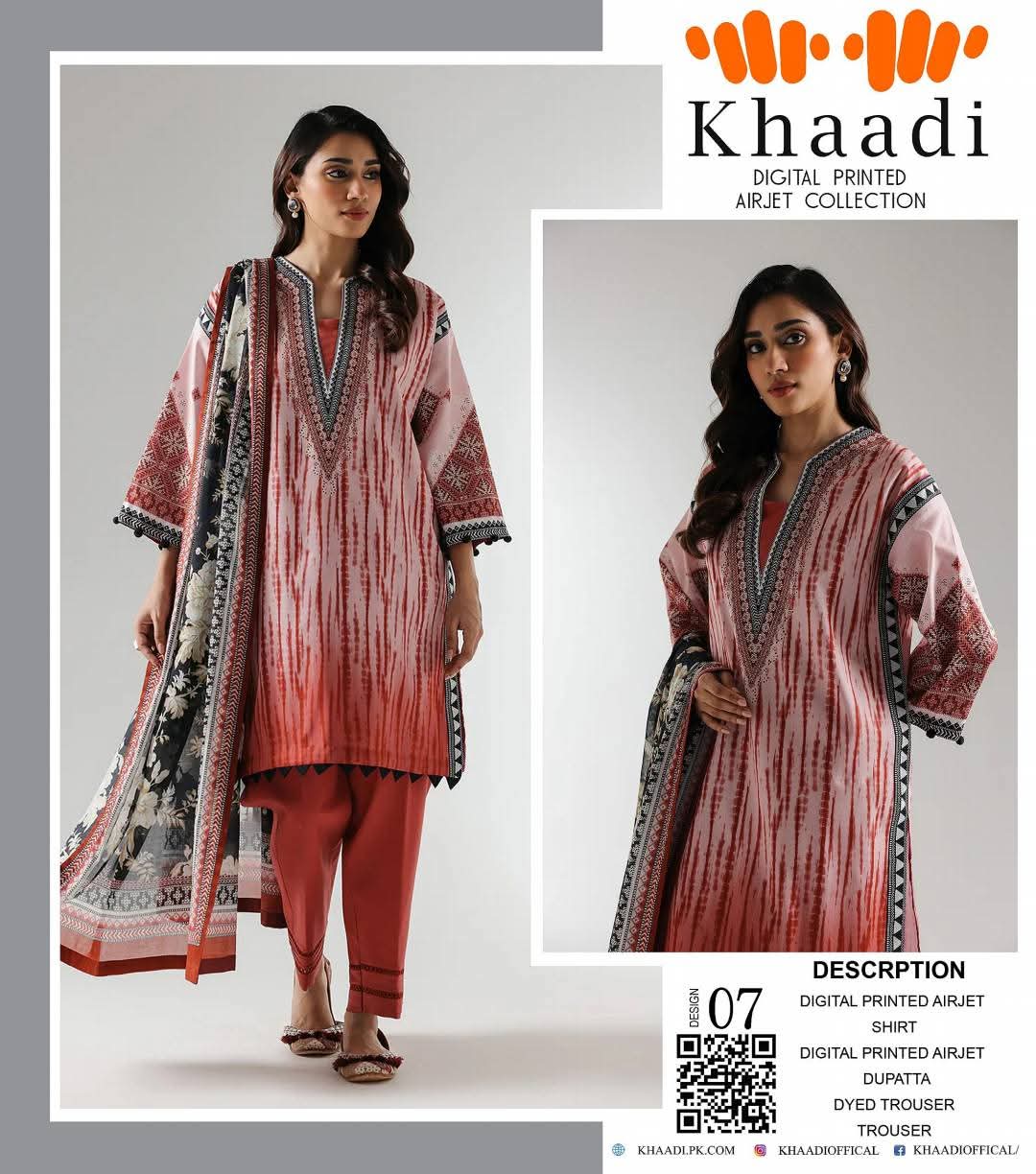 KHAADI Unstitched 3 Piece Suit For Women KHA-07
