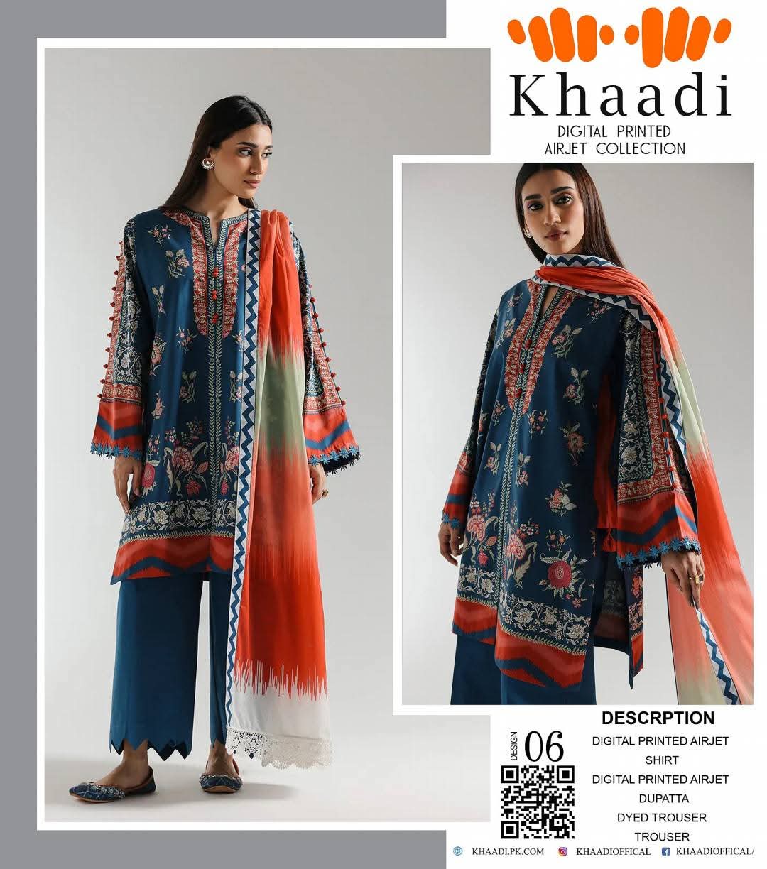 KHAADI Unstitched 3 Piece Suit For Women KHA-08