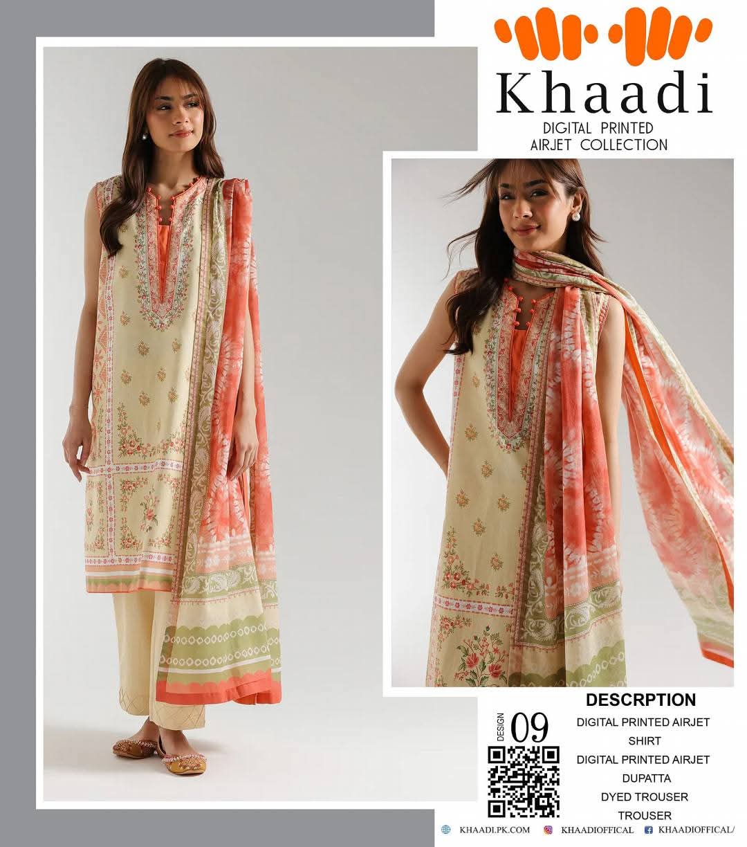 KHAADI Unstitched 3 Piece Suit For Women KHA-09
