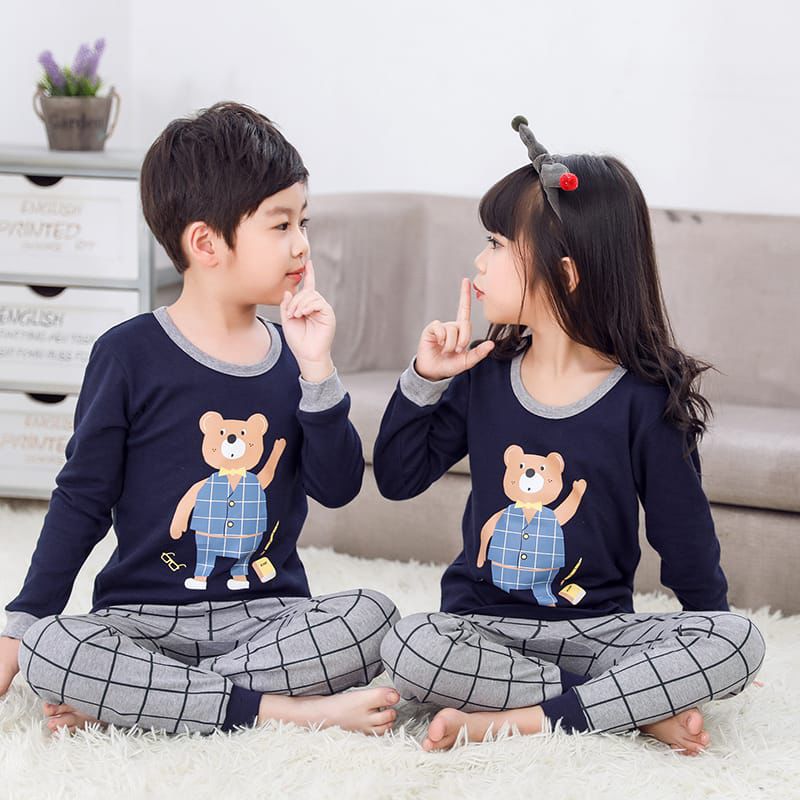 Navy Blue Teddy Suit For Kids