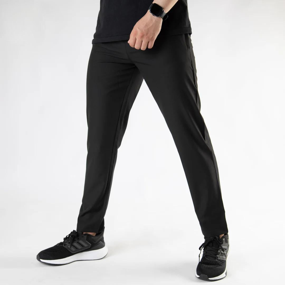 Men Slim Fit Straight Black Trouser