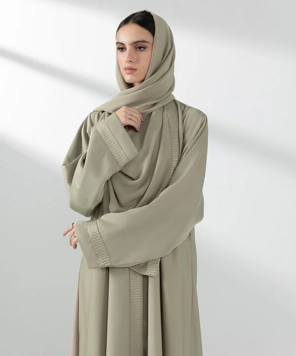 Embroidered Button Through Abaya Set