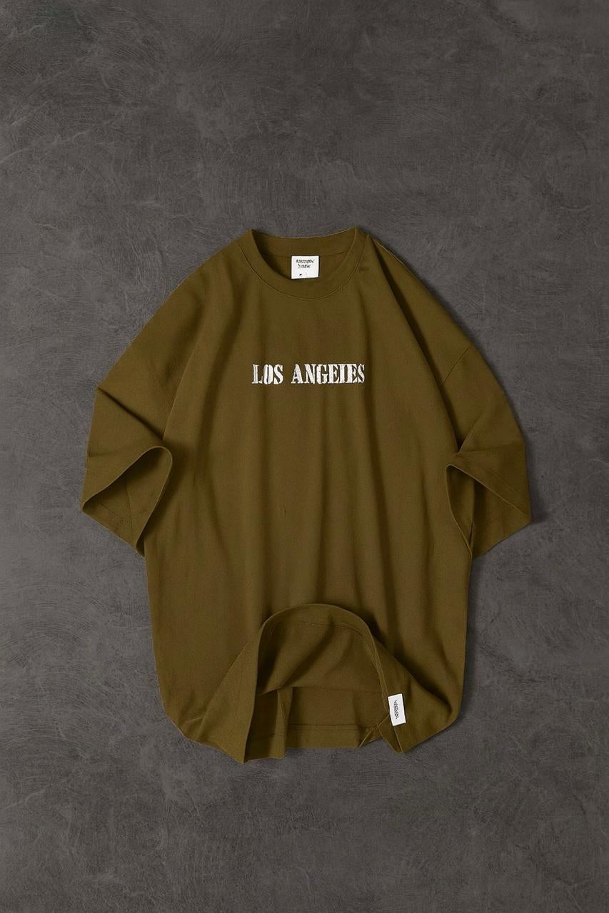 Branded Brown Los Angles Printed Drop Shoulder T-shirt