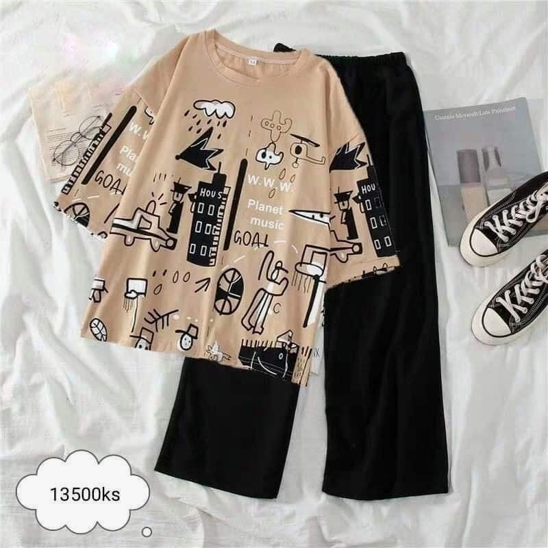 Brown Multi Craft Nighty Suit For Women