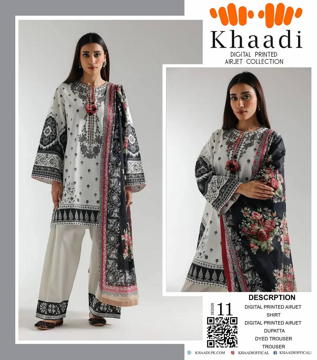 KHAADI Unstitched 3 Piece Suit For Women KHA-011