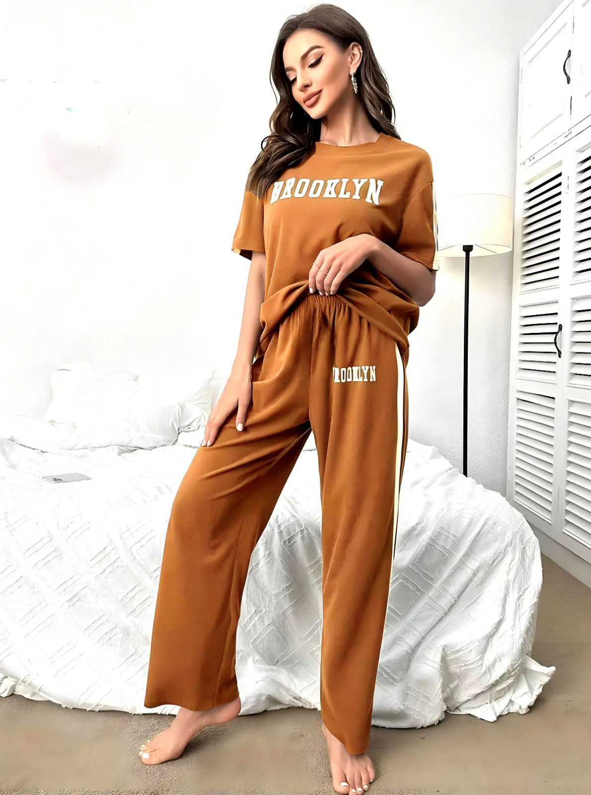 Brown Brooklyn Nighty Suit For Women