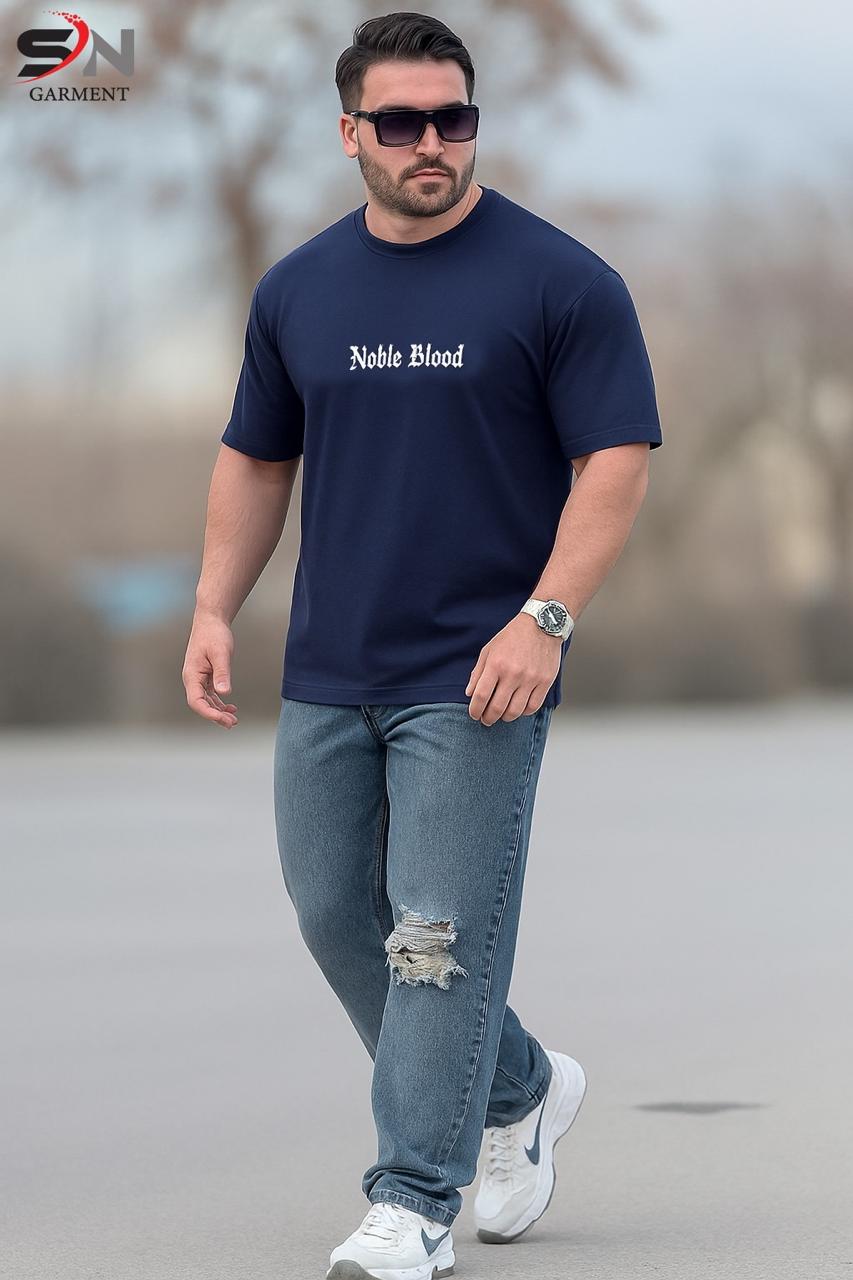 Men Drop Shoulder Blue Nobel Blood Tshirt For Men