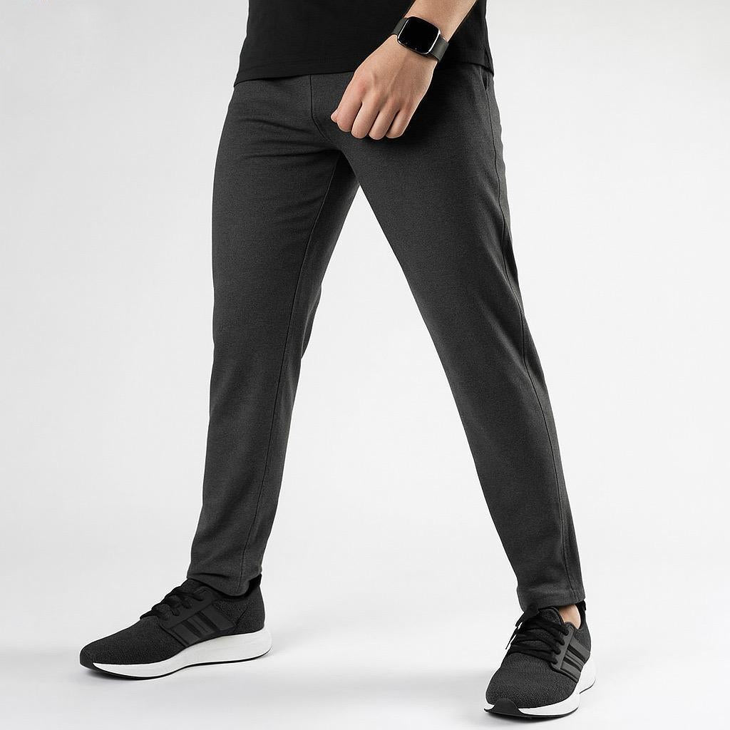 Men Slim Fit Straight Grey Trouser