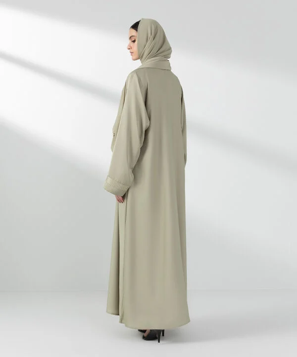 Embroidered Button Through Abaya Set