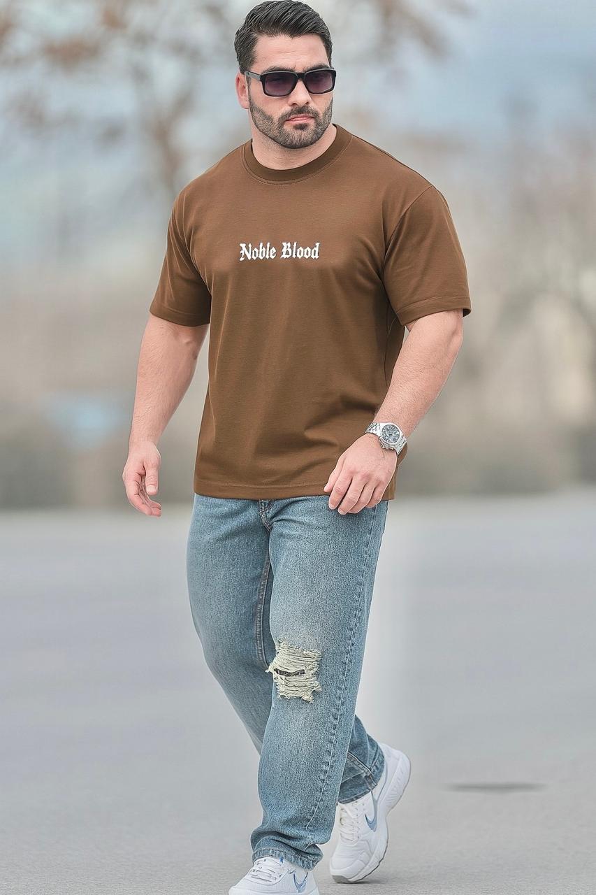 Men Drop Shoulder Brown Nobel Blood Tshirt For Men