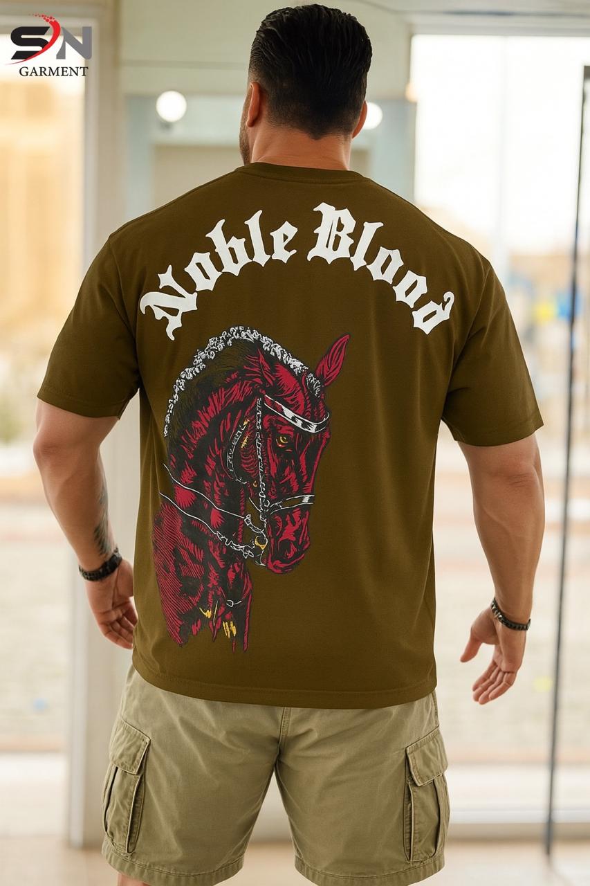 Men Drop Shoulder Brown Nobel Blood Tshirt For Men